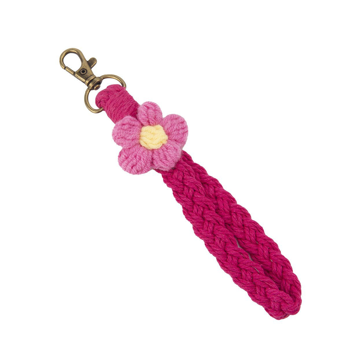 Wholesale Flower Handmade Woven Cotton Rope Keychains